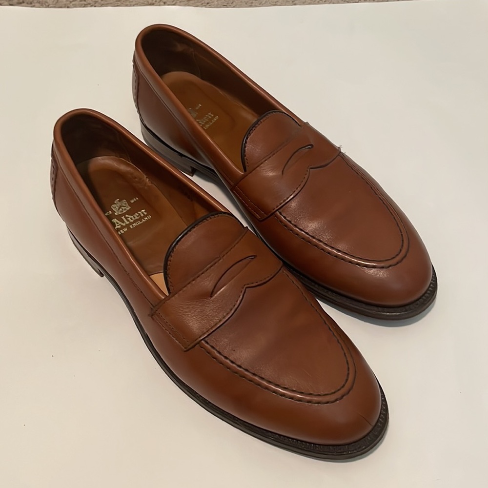 Alden New England 9696F Cognac Calfskin Penny Loafer Size 11 1/2 B/D